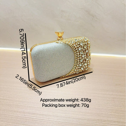 Moon Half-Rhinestone Luxury Clutch – Evening Sparkle Bag