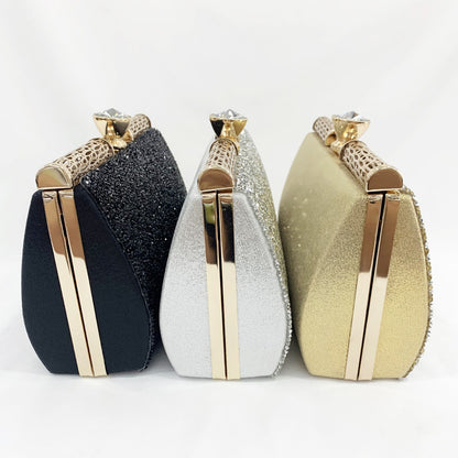 Diamond Bar Glitter Clutch – Crystal Handle Evening Bag