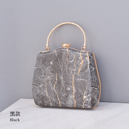 Marble Luxe Acrylic Clutch – Top Handle Designer Bag