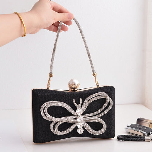 Butterfly Crystal Embellished Clutch – Elegant Party Bag