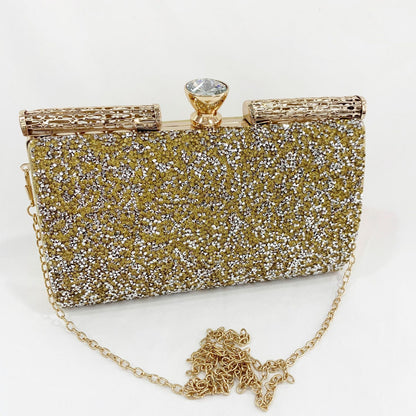 Diamond Bar Glitter Clutch – Crystal Handle Evening Bag