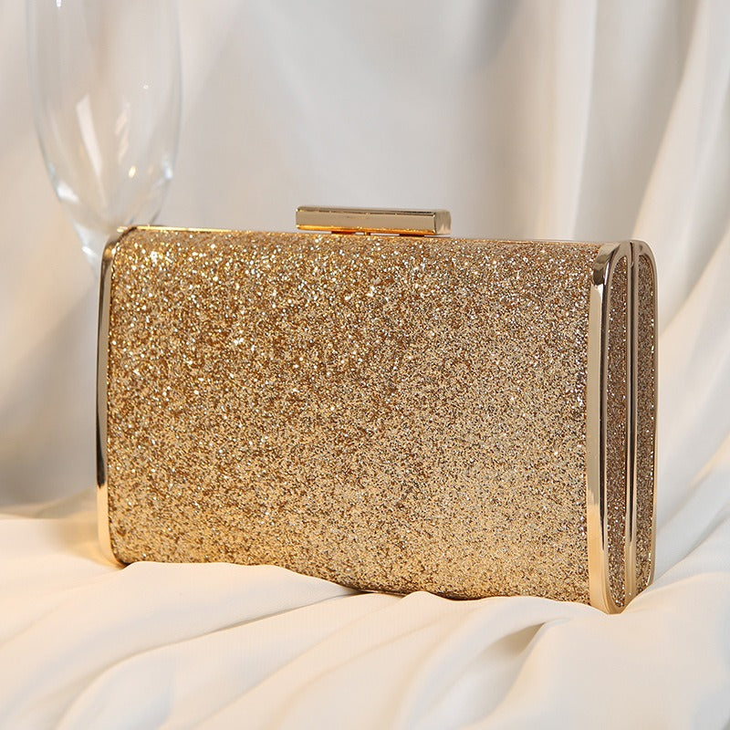 Crystal-Chain Glitter Rectangular Clutch – Luxe Party Bag
