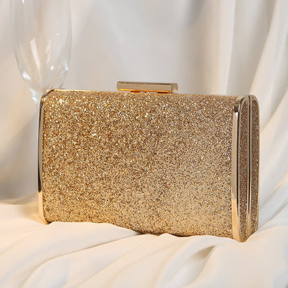 Crystal-Chain Glitter Rectangular Clutch – Luxe Party Bag