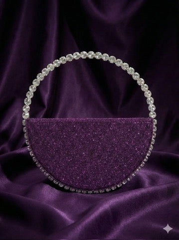 Amethyst Glow Crystal Handle Clutch