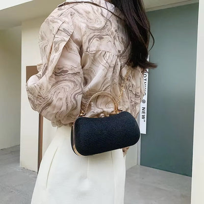 Glam Crystal-Handle Glitter Dome Bag – Party & Wedding Clutch