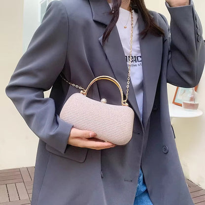 Glam Crystal-Handle Glitter Dome Bag – Party & Wedding Clutch