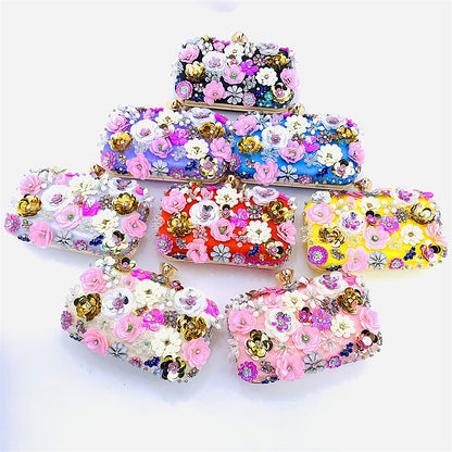 Floral Garden 3D Crystal Embellished Clutch – Limited Edition
