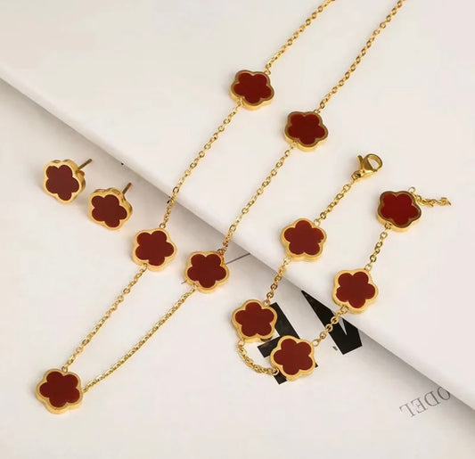 Flower Luxe Set – Necklace, Bracelet & Earrings Trio