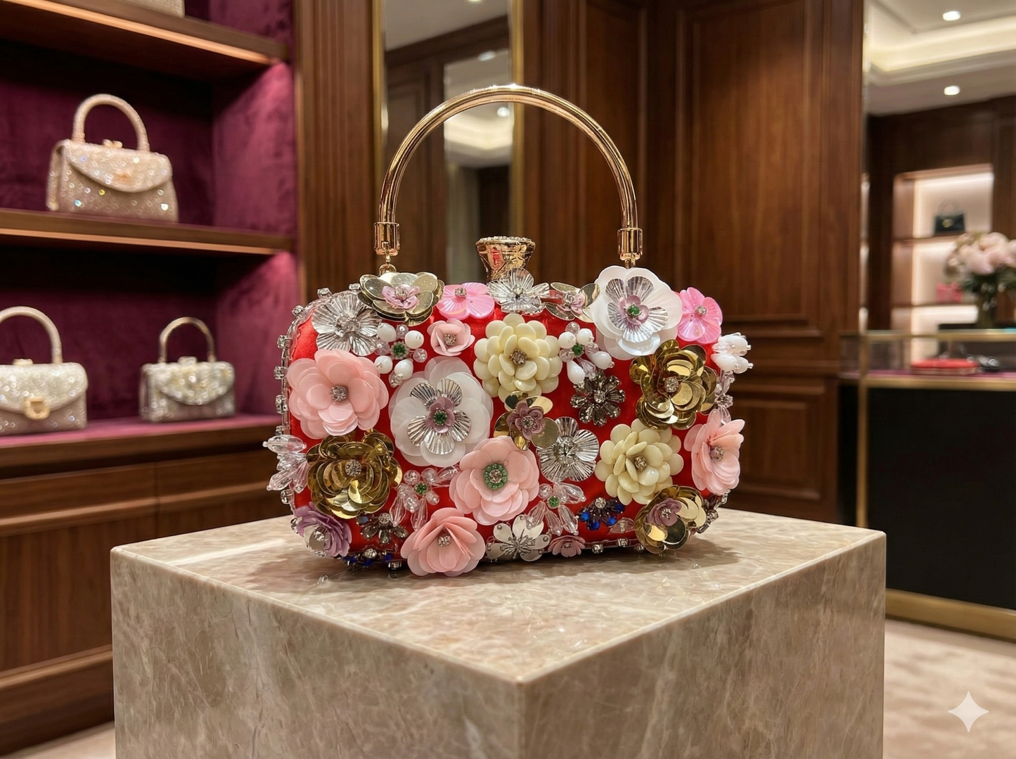 Floral Garden 3D Crystal Embellished Clutch – Limited Edition