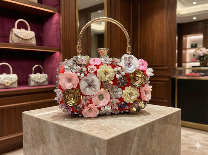 Floral Garden 3D Crystal Embellished Clutch – Limited Edition