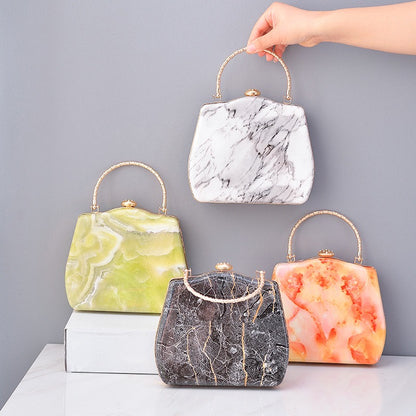 Marble Luxe Acrylic Clutch – Top Handle Designer Bag