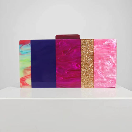 Rainbow Prism Acrylic Statement Clutch – Designer Handbag