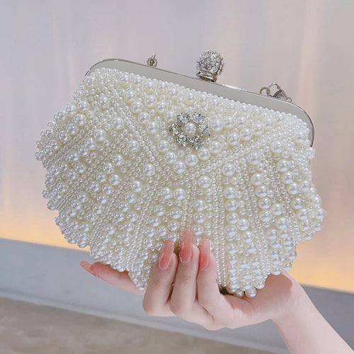 Royal Pearl Couture Clutch – Hand-Beaded Luxury