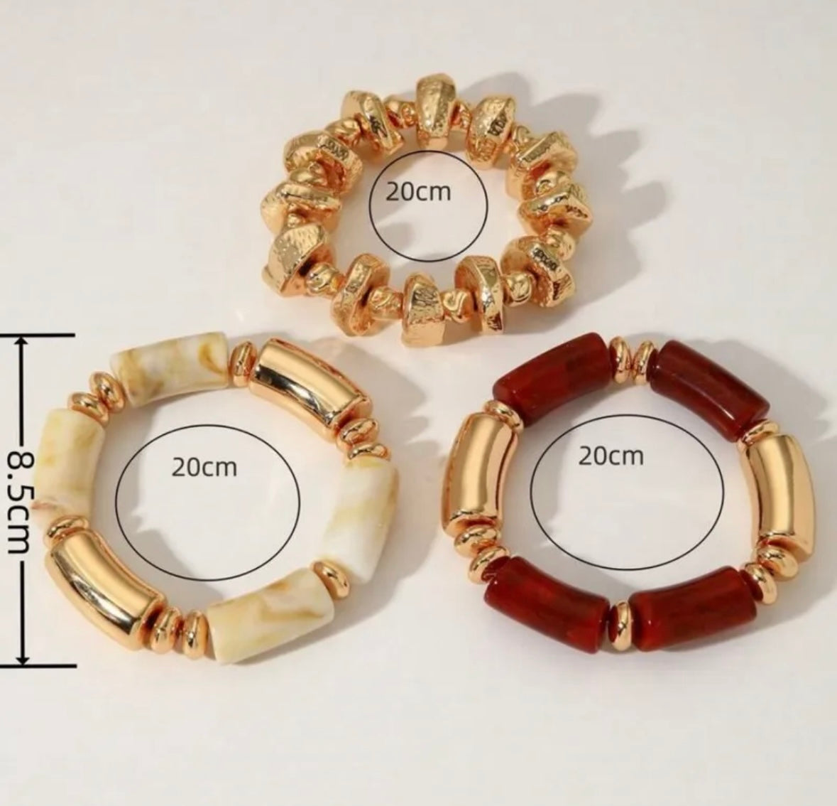 Rustic Resin & Gold Chunk Bracelet Stack – 3-Piece Set