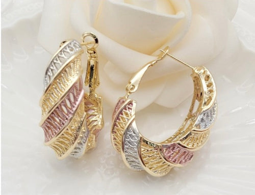Textured Multi-Tone Hoop Earrings