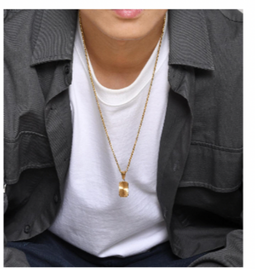 Textured Square Pendant Necklace