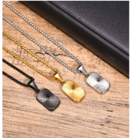 Textured Square Pendant Necklace