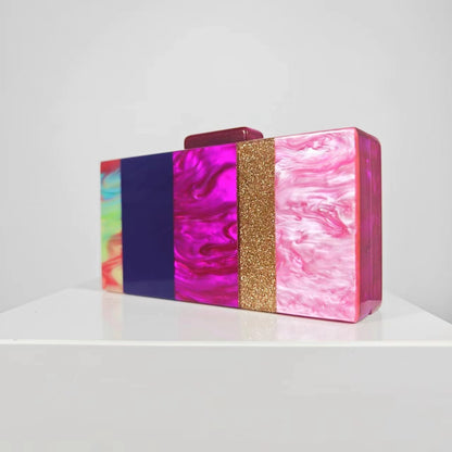 Rainbow Prism Acrylic Statement Clutch – Designer Handbag