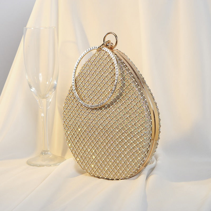Crystal Halo Ring Evening Bag – Rhinestone Luxury Clutch