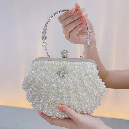 Royal Pearl Couture Clutch – Hand-Beaded Luxury